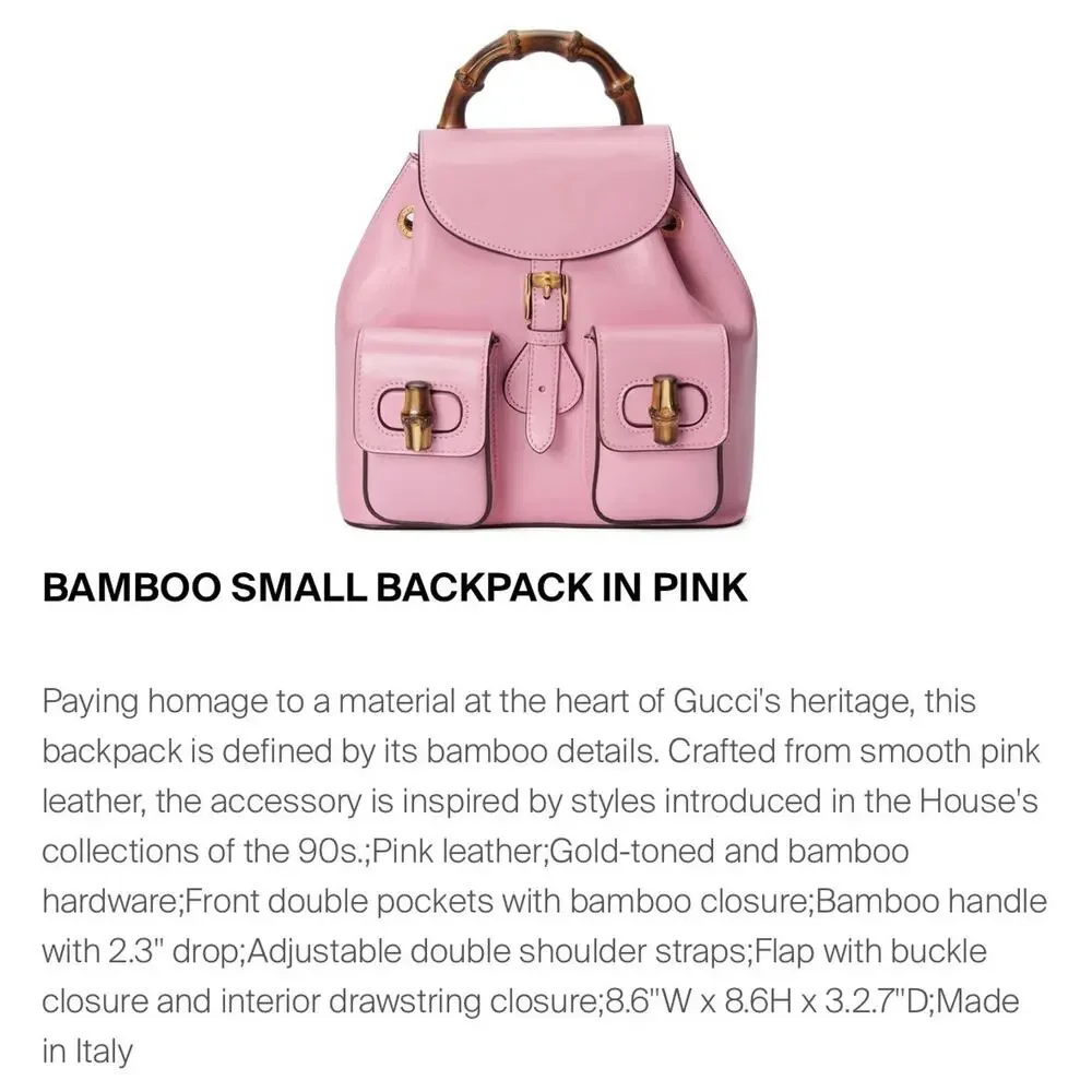 NIB Gucci Bamboo Backpack Pink Smooth Leather Top Handle $3,980 - Picture 4 of 16